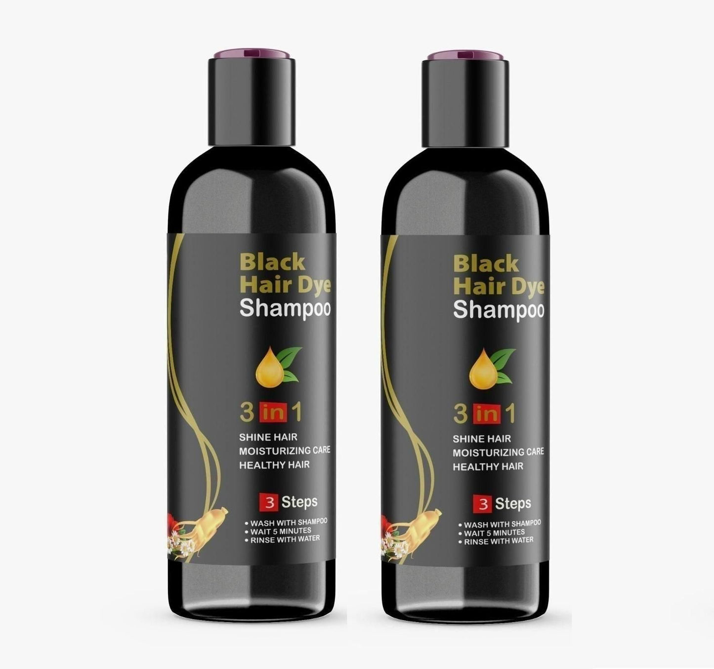 BLOSDREAM Black Hair Shampoo 3 in 1 (Pack of 2)