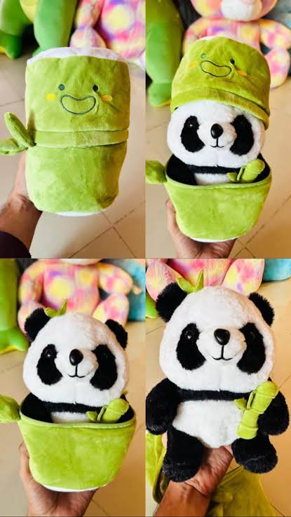 Cute Panda with Bamboo Plush Doll Soft Panda Stuffed Bear Plush Hugging Pillow for Kids Birthday