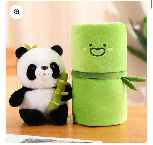 Cute Panda with Bamboo Plush Doll Soft Panda Stuffed Bear Plush Hugging Pillow for Kids Birthday